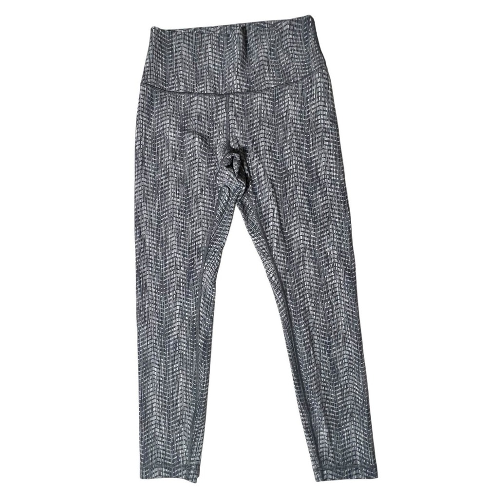 Lululemon Wunder‎ Under High Rise Tights 25 Grey White Chevron Luxtreme Size 8